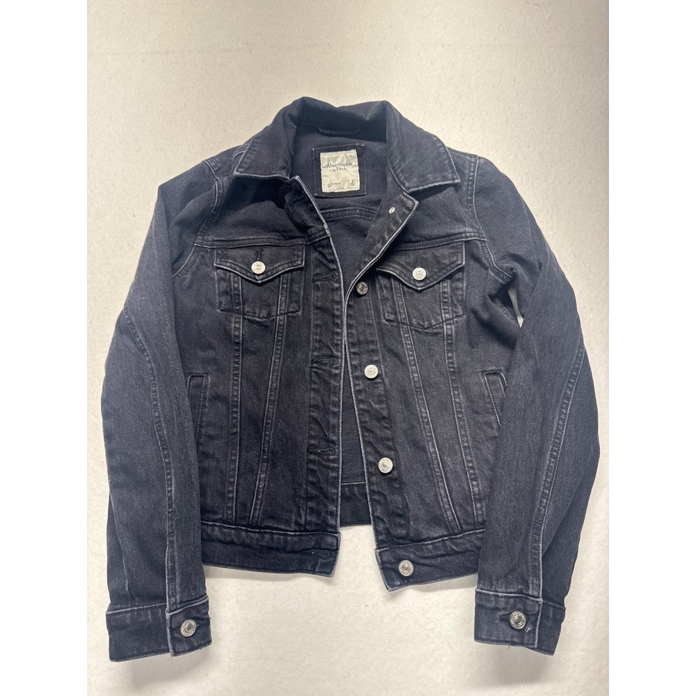 Abercrombie & Fitch Womens Black Denim Trucker Jacket Size S 144J0461